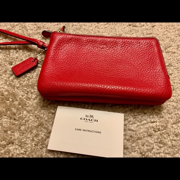 Coach Red Double Zip Wristlet - Picture 2 of 8